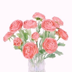NWT 5pk Faux Pink Peonies Flower Stems 15-heads Ranunculus Silk Flowers